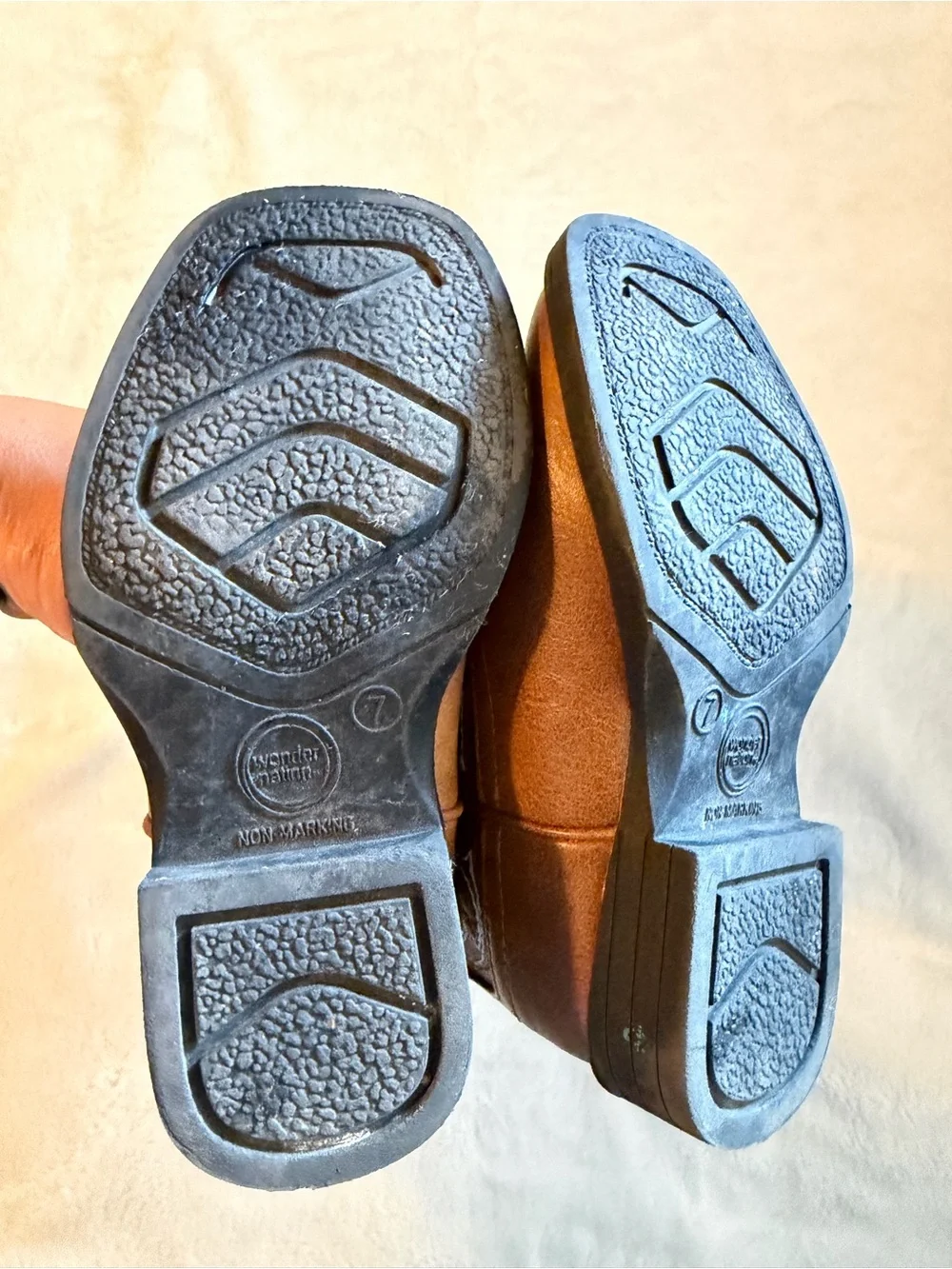 Wonder Nation Brown Kids Cowboy Boots with White Stitching